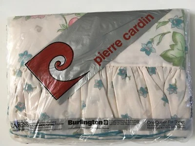 "Sábana plana de colección Pierre Cardin floral quern con volantes se adapta a 60 x 80"" sin planchar NUEVO Foto 1 de 4