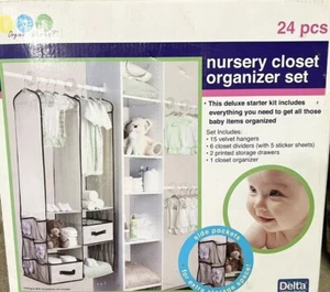 Delta Children 24-Piece Nursery Storage Set, Beige One 3-shelf Hanging Organizer - Picture 1 of 7