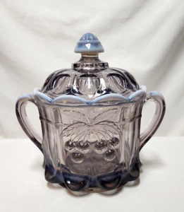 1982 Westmoreland Glass Lavender Cherry/Thumbprint Cookie Biscuit Jar #221/500 - Picture 1 of 6