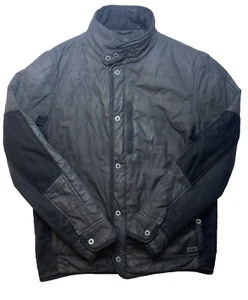 Firetrap Black seal Quilted Barbour Style Jacket Coat Men’s Large Black Winter - Picture 1 of 13