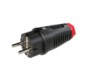 PCE Schuko Schukostecker Rot IP54 Vollgummi Zwei Erdungssysteme Stecker 0522-sr - Foto 1 di 4