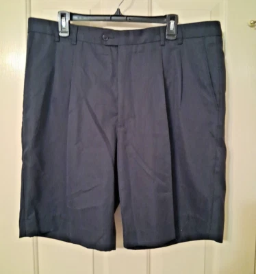 CUTTER & BUCK CB Dry Tech Men's SZ 39 Navy Blue Pleated Dress Shorts W/ Pockets - Image 1 of 4