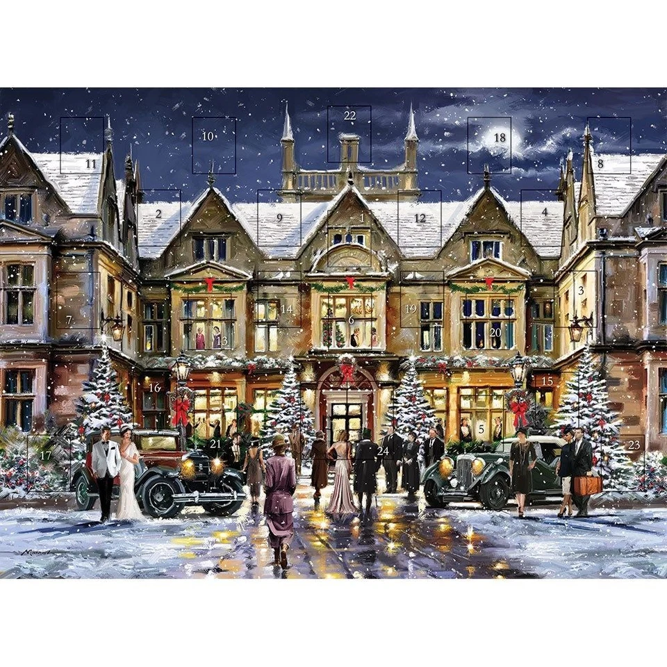 Traditional Christmas Advent Calendar Manor House Glitter Finish NO TREATS - Image 1 of 1