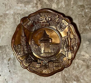 VINTAGE 1960s GRAZ UHRTURM AUSTRIA COPPER COLOURED COLLECTOR PLATE - Picture 1 of 6