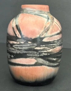 Rosshaar Raku Keramik Vase 5" handgefertigt Andrea Ciak Studio signiert - Bild 1 von 11