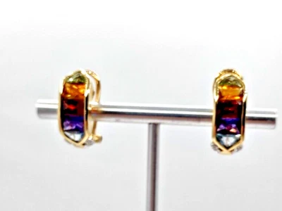 Pendientes Multi Piedras Preciosas Oro 14kt 5.62ct-Gemas 0.05ct-Diamantes 7.64 gramos Foto 1 de 4