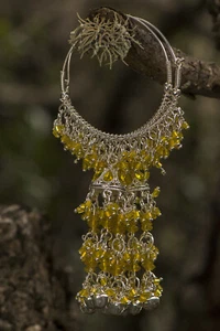 Indian Jhumka Hoop Earrings for Women Bollywood Big Long Beaded Vintage Large - Foto 1 di 2