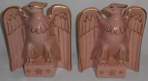 RARE! Set of (2) St Regis American Porcelain EAGLES - HEAD RIGHT Pink w/Gold - Picture 1 of 6