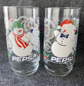 Vintage 16 oz. PEPSI Coleccionables Muñecos de Nieve Gafas Invierno Navidad - Juego de Dos - Imagen 1 de 12