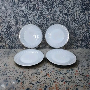 Fire King Azurite Swirl Blue Delphite 7.75" Dessert Salad Plates USA Set 4 MCM - Picture 1 of 8