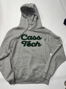 CASS TECH HIGH SCHOOL CHENILLE BESCHRIFTETER HOODIE Sport grau neu ohne Etikett Größen Small - XL - Bild 1 von 3