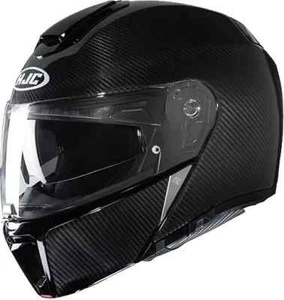 HJC RPHA 90S PLAIN BLACK CARBON BLUE FLIP FRONT MODULAR MOTORCYCLE HELMET XL - Picture 1 of 8
