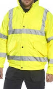 Hi Vis Bomberjacke wasserdicht gefüttert wattiert Arbeit Sicherheit Oberteil Kapuze Portwest S463 - Bild 1 von 2