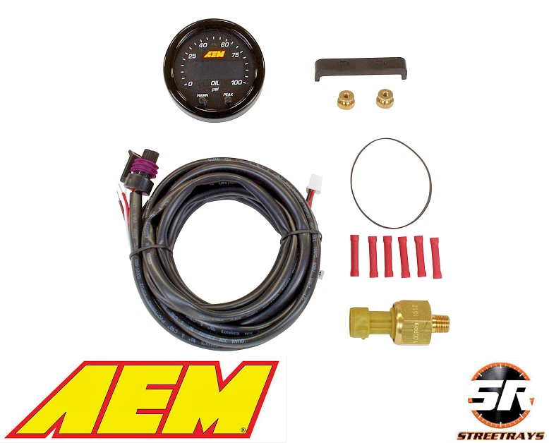 Authentic AEM X Series Oil Fuel Pressure Gauge 0-100 psi Black/Black (30-0301) - Image 1 of 4