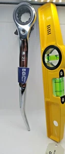 Flache Ratsche Podger Stahlschlüssel Schraubenschlüssel 10" - 19 & 21 mm Hi Viz magnetische Wasserwaage - Bild 1 von 24