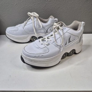 Scarpe da pattinaggio a rotelle retrattili donna Agloat Deformation bianche taglia 9,5 ottime condizioni - Foto 1 di 12