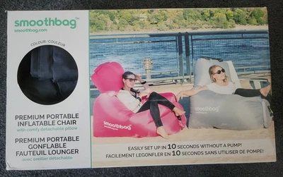 Sofá tumbona inflable portátil Smoothbag * azul marino con soporte * NUEVO en caja Foto 1 de 3
