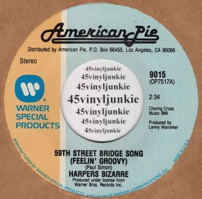 Harpers Bizarre NM 45 rpm "59th Street Bridge Song (Feelin' Groovy)" - Image 1 of 2