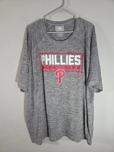 Camicia Philadelphia Phillies MLB Majestic grigia nera tessuto Dri 3XL - Foto 1 di 8