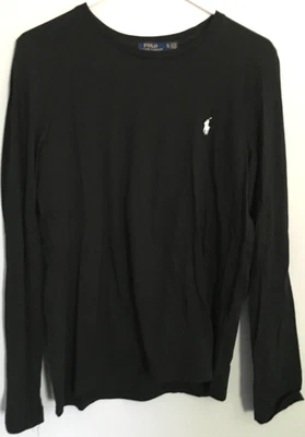 Camisa Polo Ralph Lauren Mujer XL Negra Manga Larga Cuello Redondo Algodón Poni Logo Foto 1 de 4