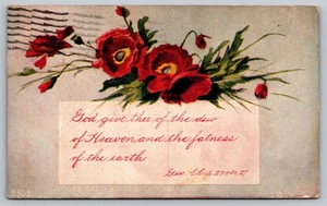 1908 Vintage Floral Postcard with Bible Verse and Postmark - Picture 1 of 2