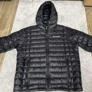Chaqueta Columbia Para Hombres XL Negra TurboDown 590TD Omni-Heat Abrigo Abombado con Capucha - Imagen 1 de 7