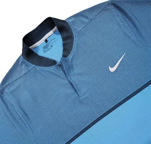 Nike Golf Polo Shirt Fly Swing Knit Block Alpha Blue Large Performance Stretch - Picture 1 of 8
