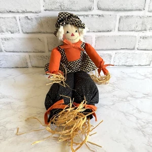 Vintage Overly-Raker Vogelscheuche gewichtetes Stofftier Regal-Sitter Puppe Halloween - Bild 1 von 13