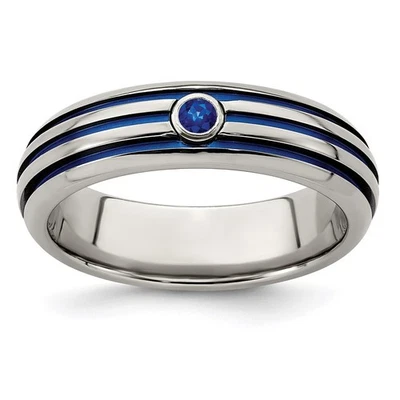 Anillo Ranura Titanio Azul Anodizado y Zafiro Talla 5 Foto 1 de 4