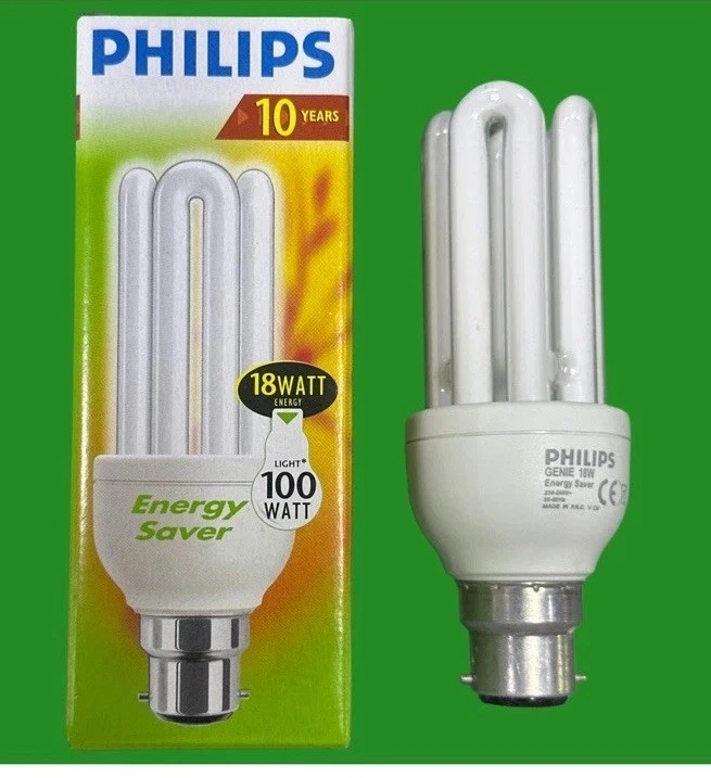 1x 18W (=100W) Philips Low Energy Power Saving CFL Stick Light Bulbs BC B22 Lamp - Image 1 of 1