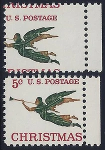1276 - 5c Huge 2-Way Margin Misperf Error / EFO "Christmas Angel" Mint LH - Picture 1 of 1