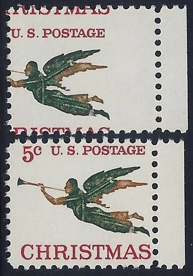 1276 - 5c Huge 2-Way Margin Misperf Error / EFO "Christmas Angel" Mint LH - Image 1 of 1