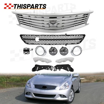 Front Bumper Upper Lower Grille Fog Lights For 2010-2013 Infiniti G37 11-12 G25 Foto 1 de 4