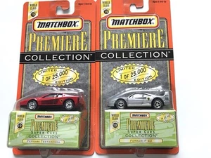 1997 MATCHBOX PREMIERE SUPER CARS - RED - FERRARI TESTAROSSA & FERRARI F-40 NIB - Picture 1 of 5