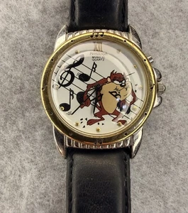 Orologio Vintage Raro Anni 90 Armitron Music Tasmania Diavolo Taz Oro 1994 Pelle - Foto 1 di 7
