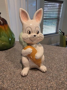 Handcrafted Easter Bunny Rabbit Statue Figurine Ceramic Spring Decor 1979 - Picture 1 of 8