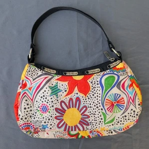 LeSportSac Estampado de Garabatos Hobo Pequeño Bolso sin asas Cartera Vintage Brillante Floral - Imagen 1 de 21