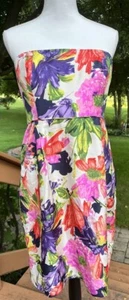 J. Crew Sz 12 Strapless Silk Floral Cocktail Dress Tropical Hawaiian NEW $198 - Picture 1 of 9