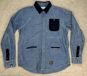Under Two Flags Men's Button Up Long Sleeve Corduroy & Light Denim Shirt Size XL - Picture 1 of 11