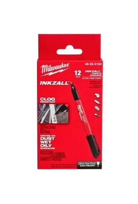 Milwaukee 48-22-3150 INKZALL Black Ultra Fine Point Jobsite Markers 12pk - Image 1 of 4