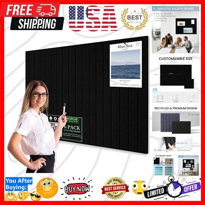 Versatile 6 Pack 36"x24" Felt Wall Panels with Pushpins - Cork Board Alternative - Image 1 of 4