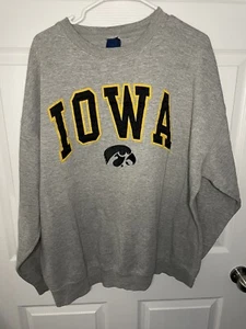 Vintage Iowa Hawkeyes Stitched Logo Crewneck Sweatshirt OVB Varsity Brand Grey - Picture 1 of 7