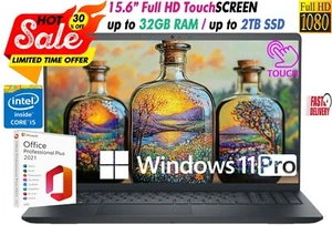 Dell 15.6" Laptop FHD Touch Intel i5 Upto 32GB RAM& 2TB SSD Win11 PRO+OFFICE - Picture 1 of 10