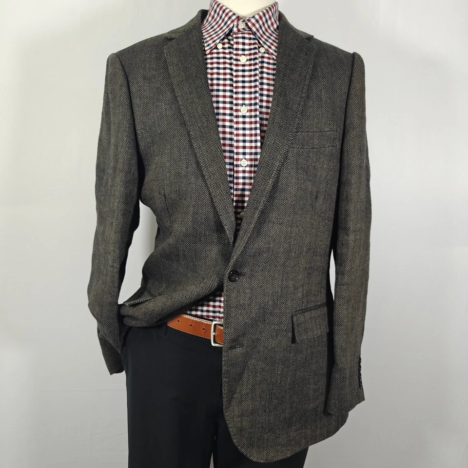 J.Crew Ludlow Men's Sport Coat Blazer Two Button Herringbone 100% Linen Size 42L - Image 1 of 4