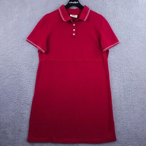 VTG Talbots Shirt Dress Womens 12 Red Striped Polo Ringer Cotton Casual Classic - Picture 1 of 12