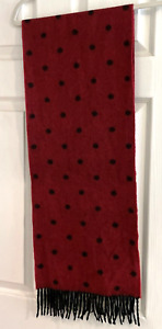 100% Cashmere C by Bloomingdale's Cashmere Red and Black Polka Dot Scarf As Is