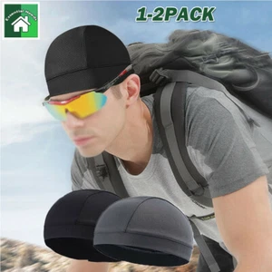 1-2PCS Men Moisture Wicking Skull Cap Helmet Liner Running Beanie Caps Dome Cap - Picture 1 of 13