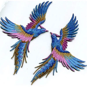 Phenix Birds Pair Embroidered Appliques Iron Patches Jacket Jeans Applique Craft - Picture 1 of 6