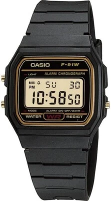 CASIO F-91WG-9QDF OROLOGIO UOMO DONNA DIGITALE NERO DORATO SILICONE SOTTOCOSTO