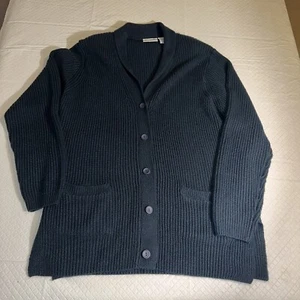 VINTAGE Blair maglione maglia cardigan donna L blu navy scollo a V anni 90 Grandmacore - Foto 1 di 10